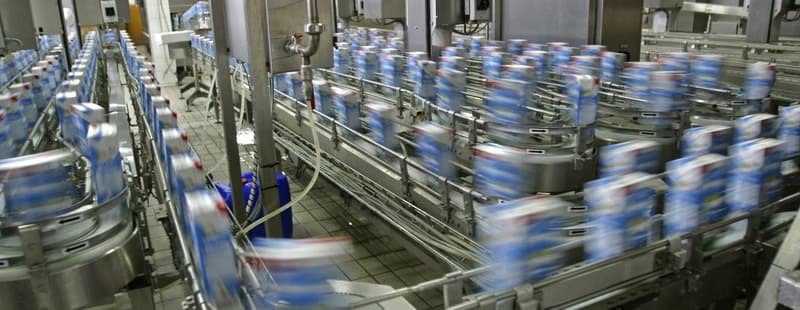 Bottles on a beverage filling line